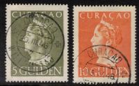 Frankeerzegels Curacao Nvph nrs. 180-181 ECHT GEBRUIKT! Cert.H.Vleeming